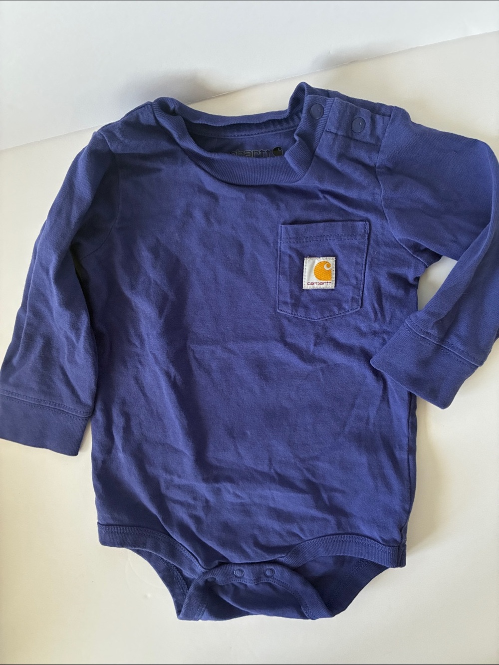 Carhartt Purple Long-Sleeve Baby Bodysuit with Chest Pocket - Unisex